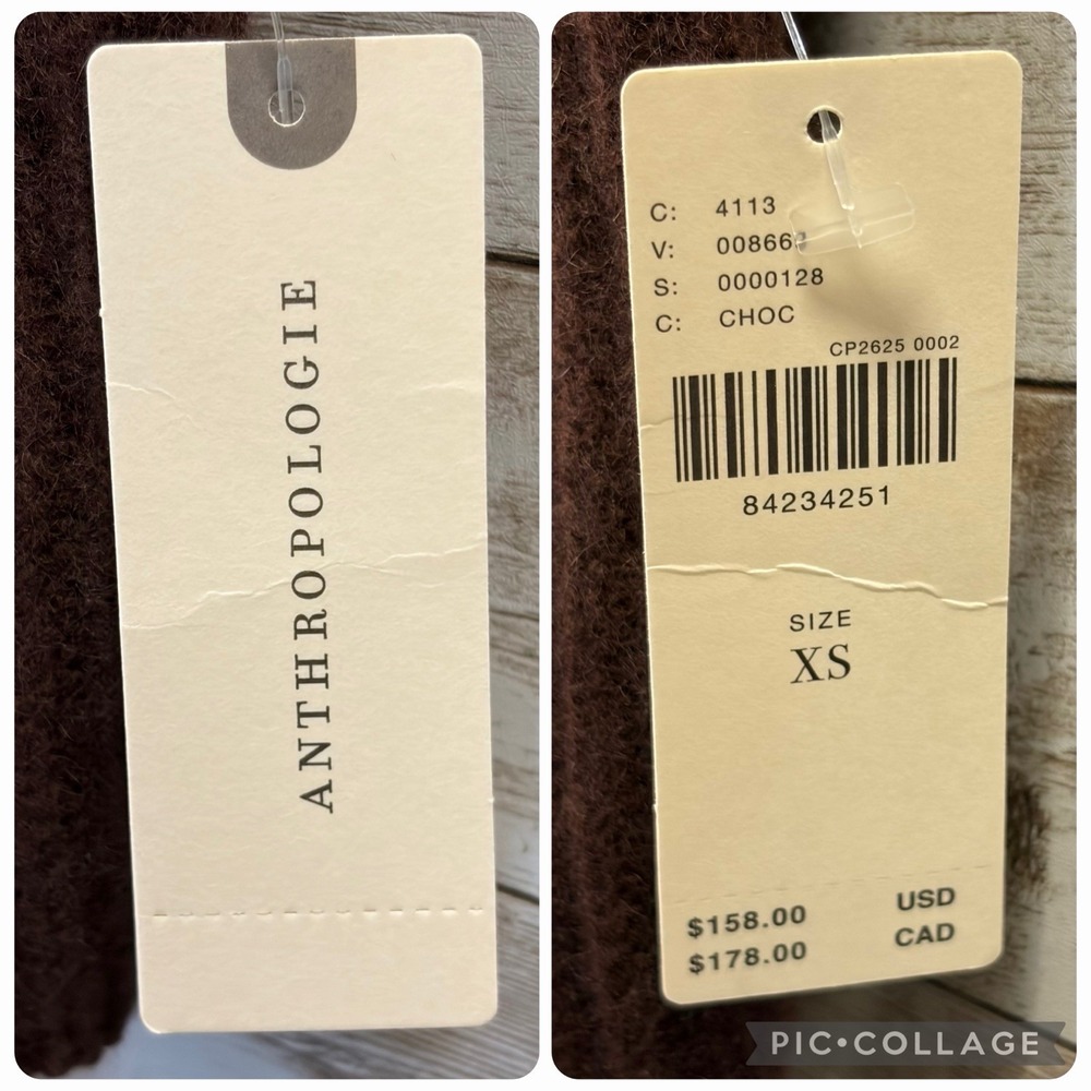 NWT Anthropologie Womens XS Cape Sweater 100% Cashmere Chocolate Brown Cowl Neck - Picture 5 of 12